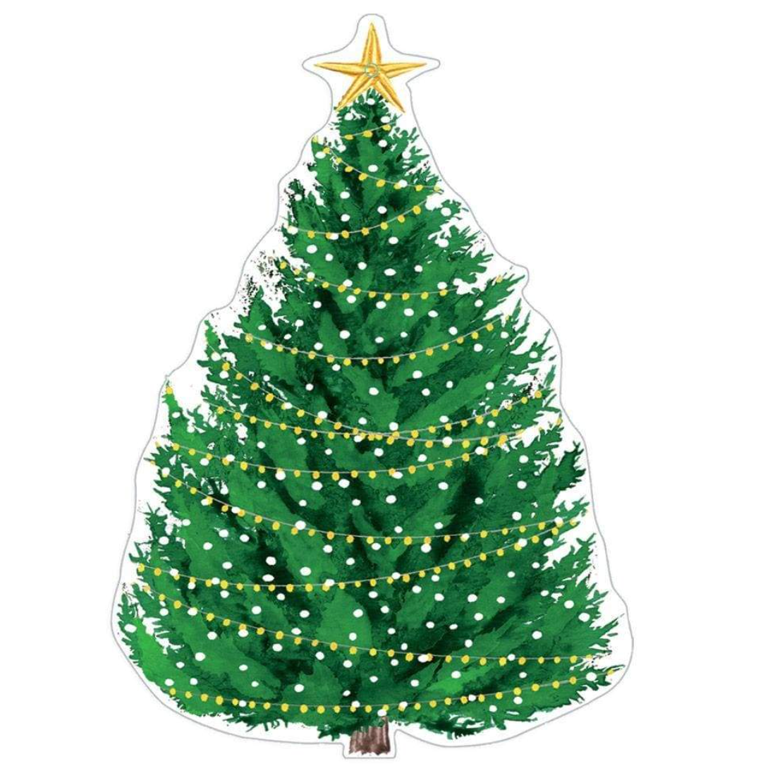 Caspari Christmas Tree With Lights Die-Cut Ornament Gift Tags - 4 Per Package