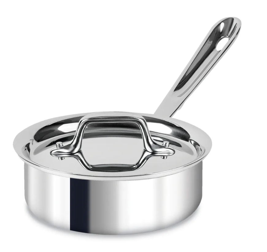 All-Clad Stainless Sauce Pan With Solid Spoon – 1 QT.