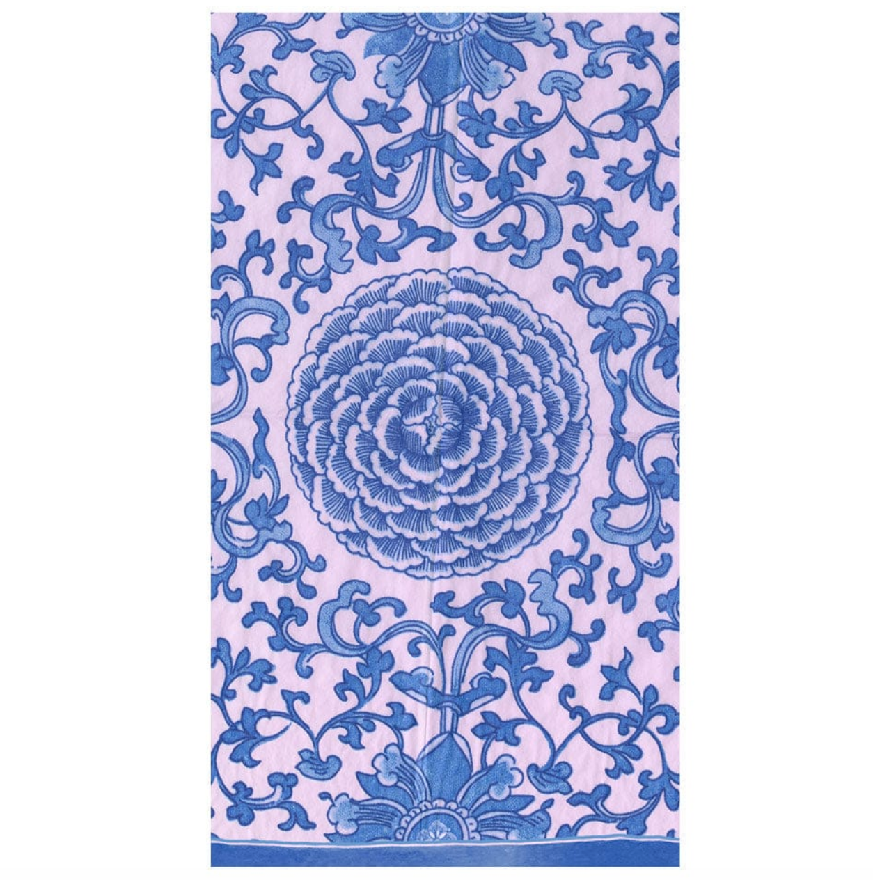 Caspari Indigo Garden Blue/Pink Paper Guest Towel Napkins – 15 Pk