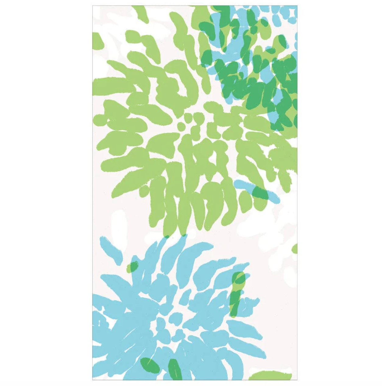Caspari Chrysanthemum Turquoise/Lime Paper Guest Towel Napkins – 15 Pk