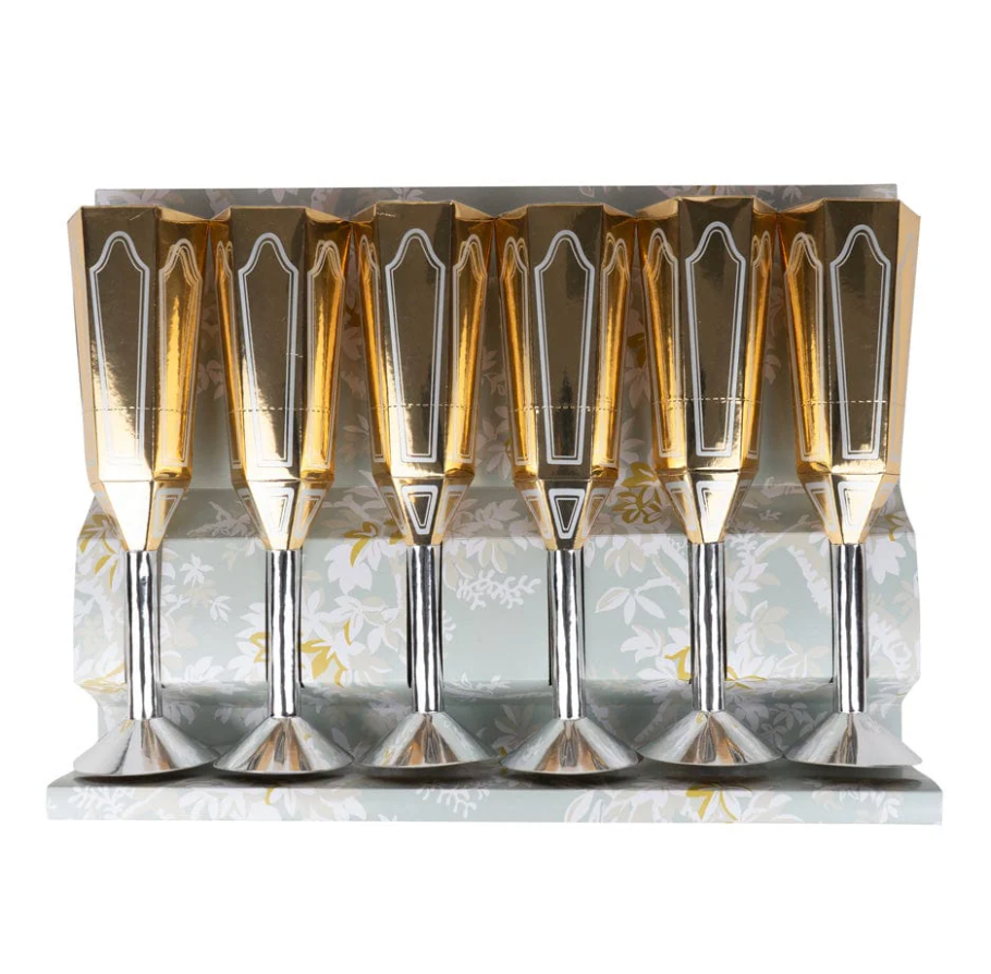 Caspari Sparkling Flutes Party Poppers – 6 Pack