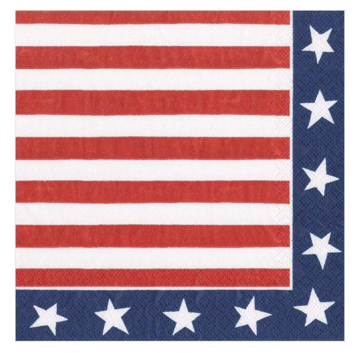 Caspari Paper Lunch Napkins - Red White And Blue – 20pk