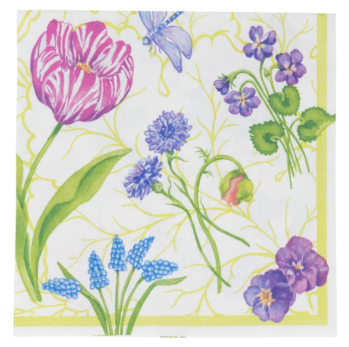 Caspari Paper Lunch Napkins - Floral Majolica – 20pk