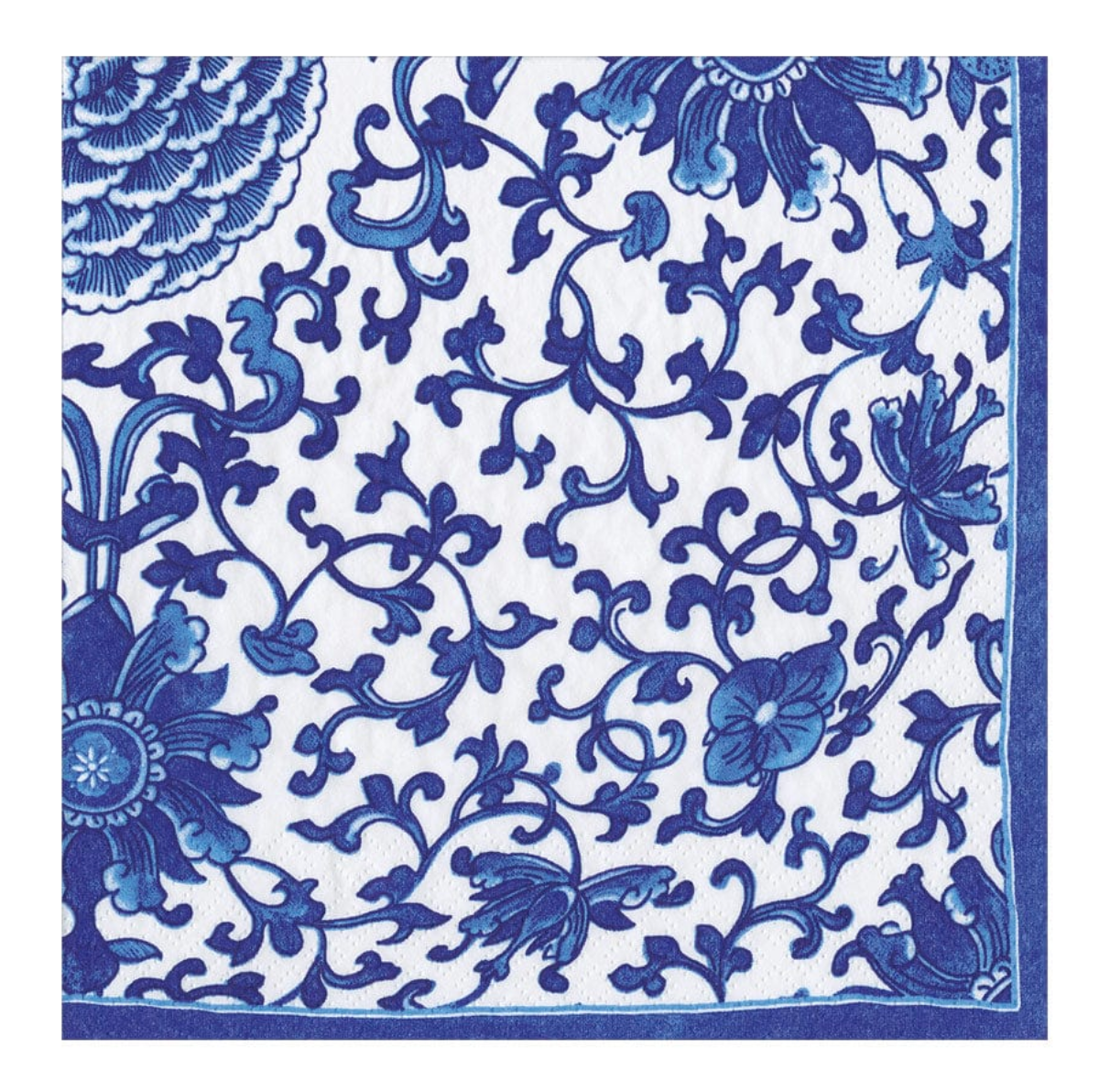 Caspari Paper Lunch Napkins - Indigo Garden Blue/White – 20pk