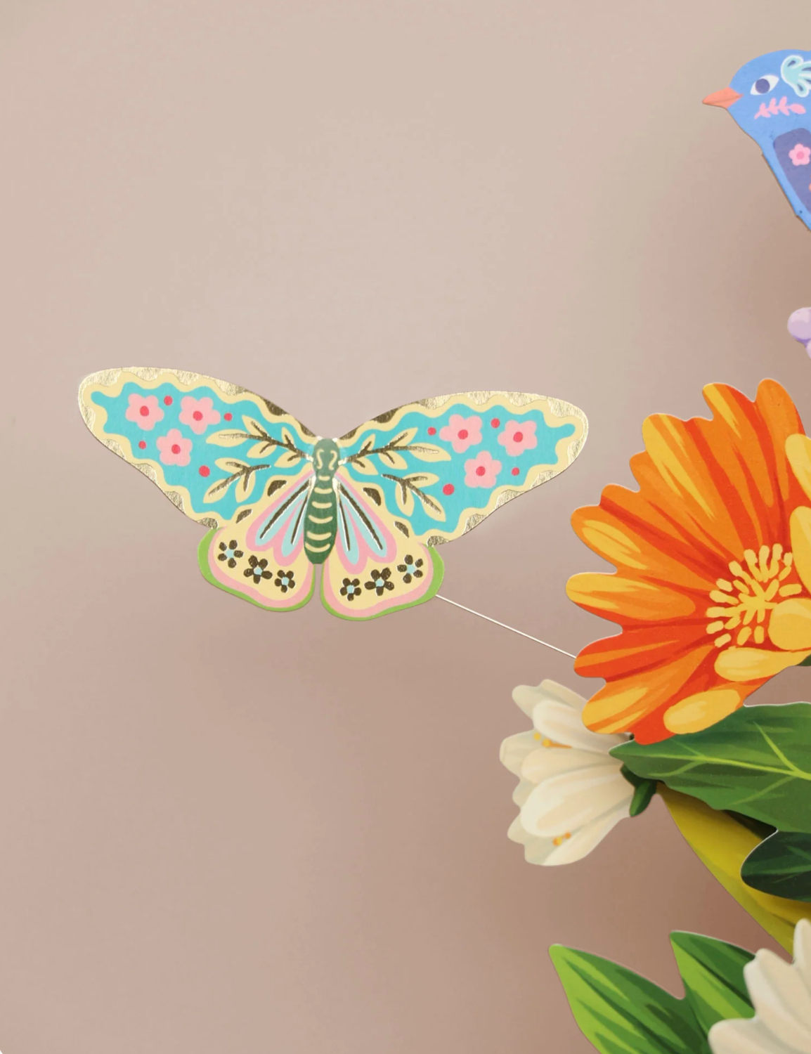 Fresh Cut Paper Mini 3D Pop Up Greeting Note Card –  Enchanted Garden – 6" x 5"