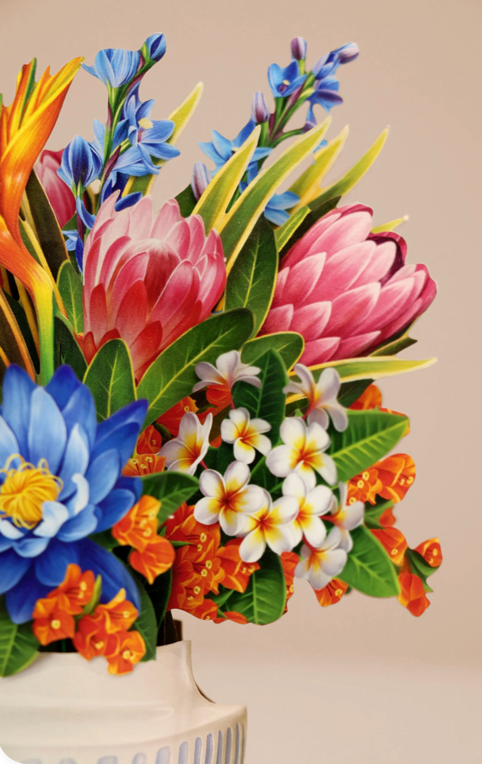 Fresh Cut Paper Mini 3D Pop Up Greeting Note Card – Tropical Paradise – 6" x 5"