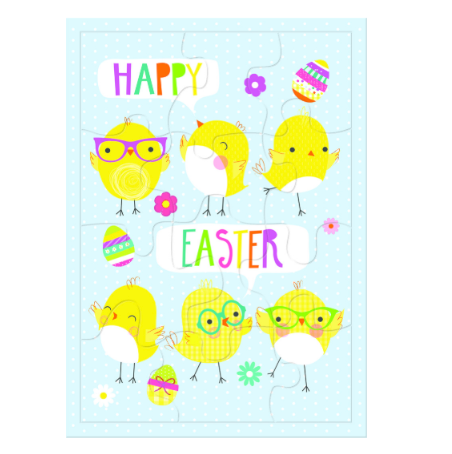Design Design Handcrafted Easter Chicks Puzzle Card– 1 Card & 1 Envelope