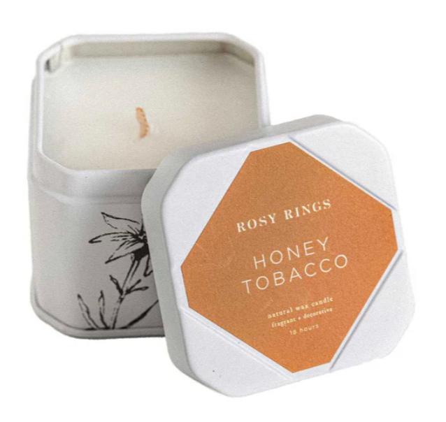 Rosie Rings Petite Tin Candle - 3oz. – Honey Tobacco
