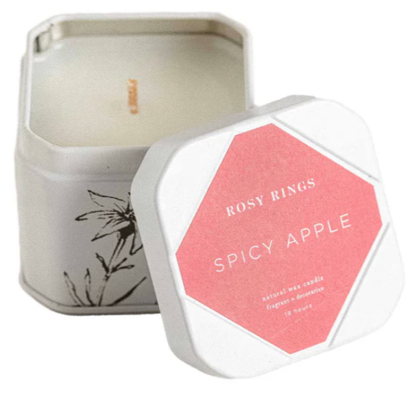 Rosie Rings Petite Tin Candle With Matches – 3oz. – Spicy Apple