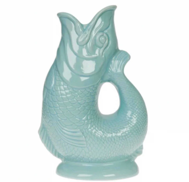 Gluggle Jug Fish Pitcher XL – Eau De Nil – 11" x 7"