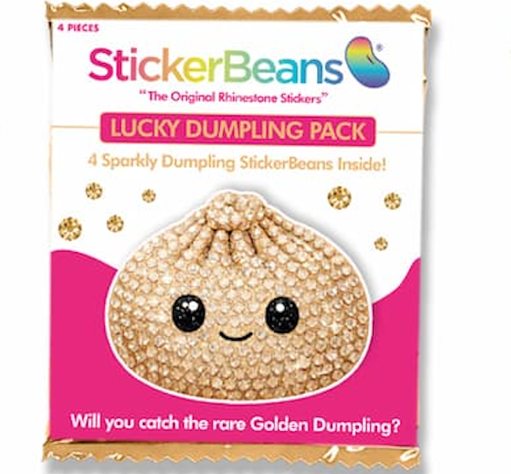StickerBeans – Lucky Dumpling Surprise Sparkle Sticker – 2" – Pack of 4