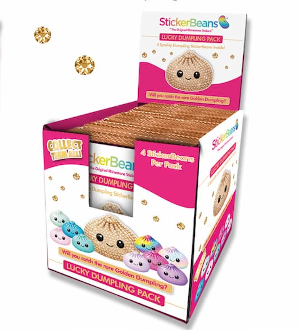 StickerBeans – Lucky Dumpling Surprise Sparkle Sticker – 2" – Pack of 4
