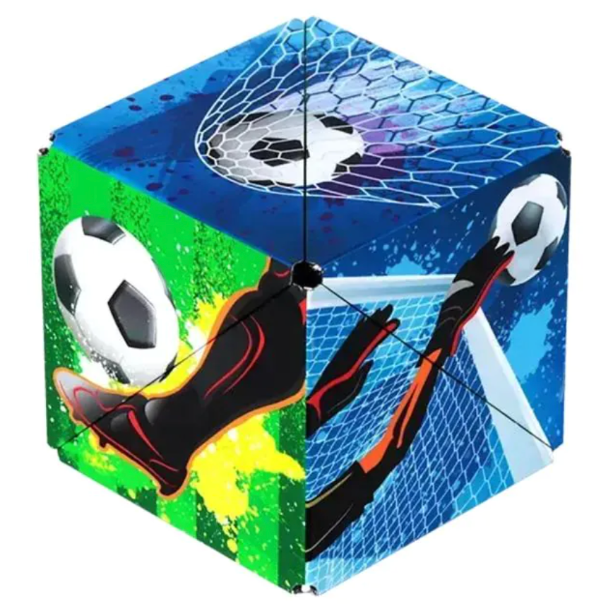 Shashibo Shape Shifting Fidget Cube with 36 Rare Earth Magnets – Soccer Celebration
