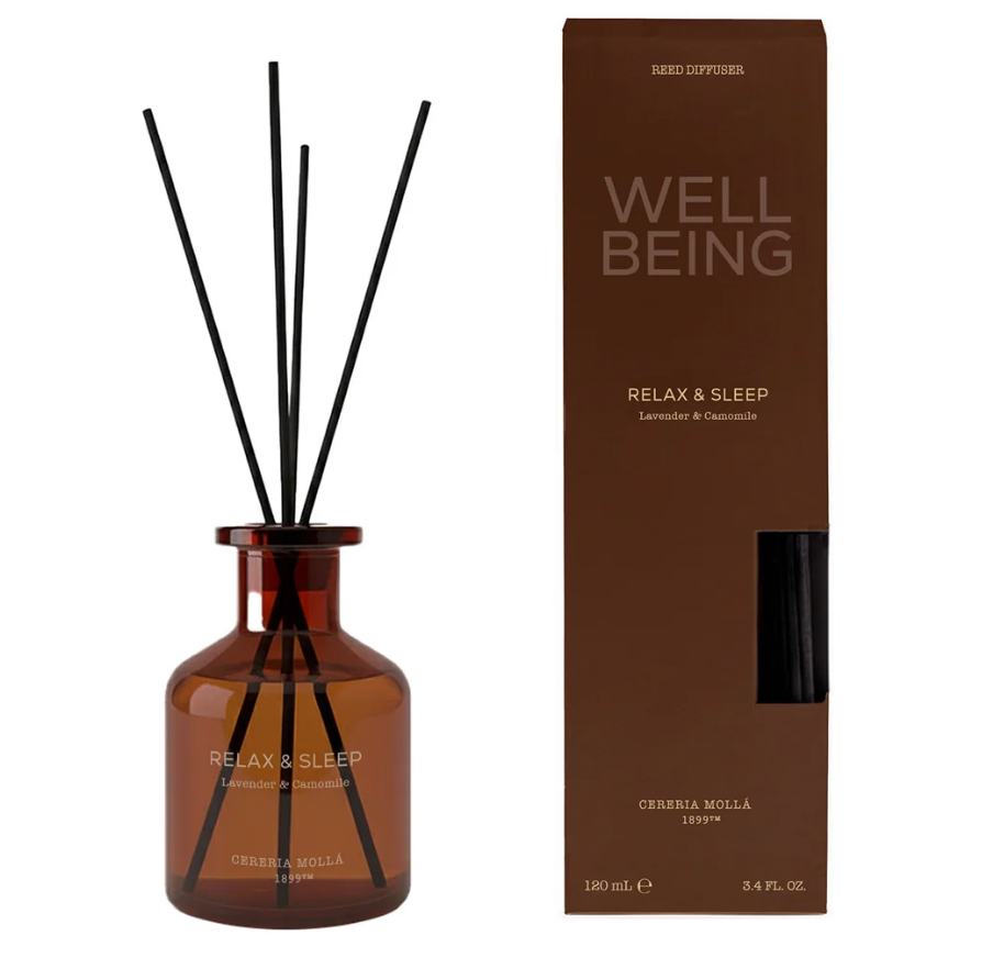 Cereria Molla Well Being Reed Diffuser – Relax & Sleep – Lavender & Camomile – 4 oz