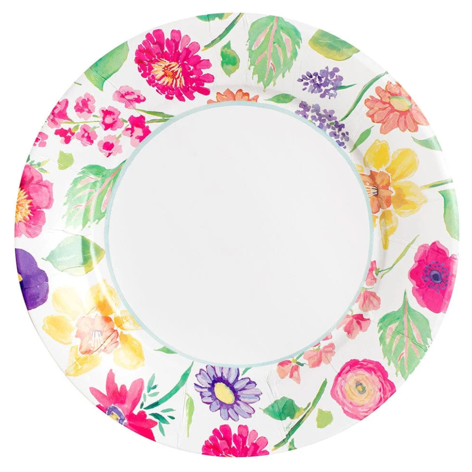 Caspari Round Paper Dinner Plates – Summertime – 8pk