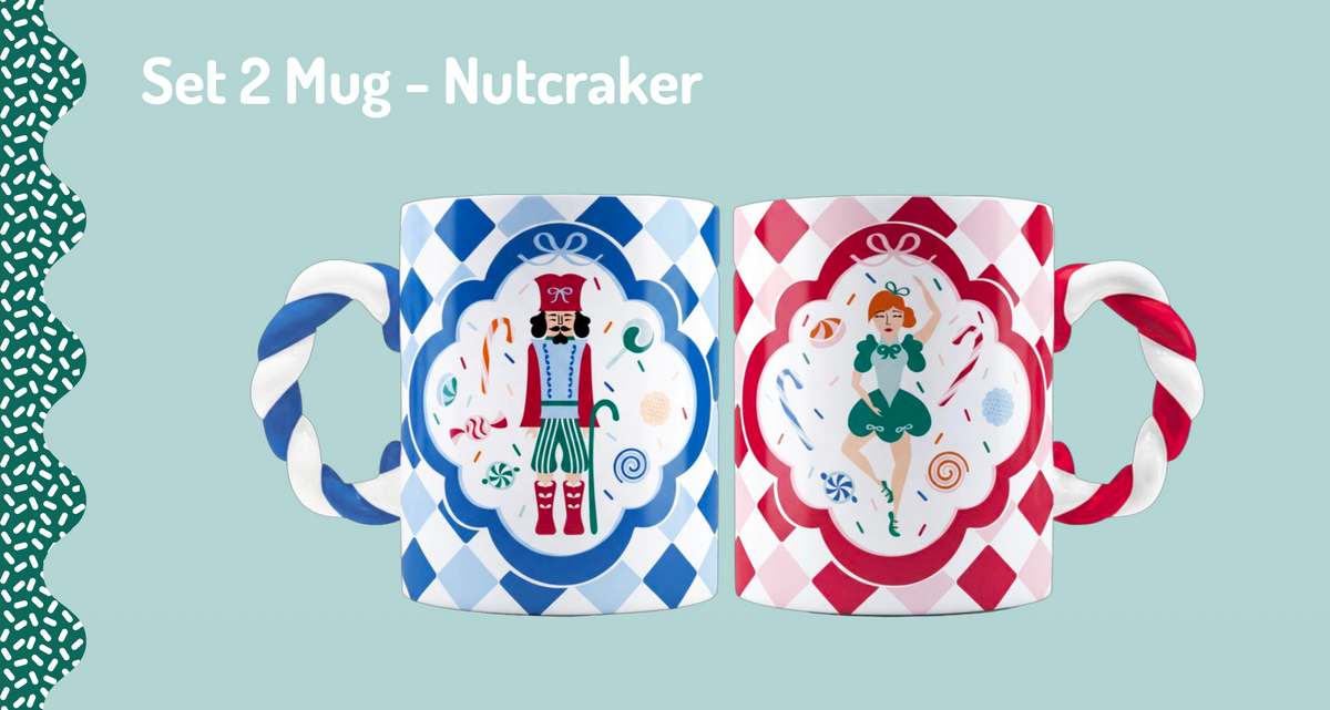 Bialetti Candy Land Nutcracker Mugs – 10 oz – Set of 2