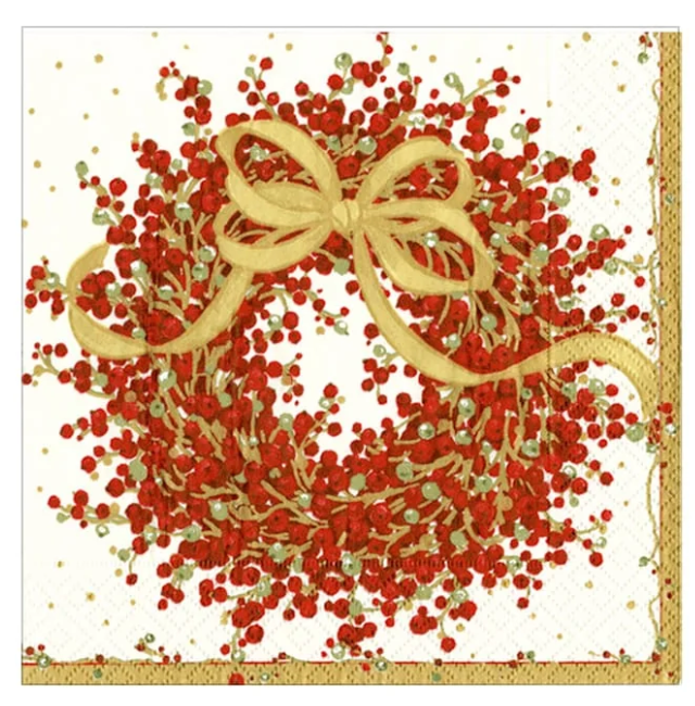 Caspari Pepperberry Christmas Cocktail Napkin - 20pk