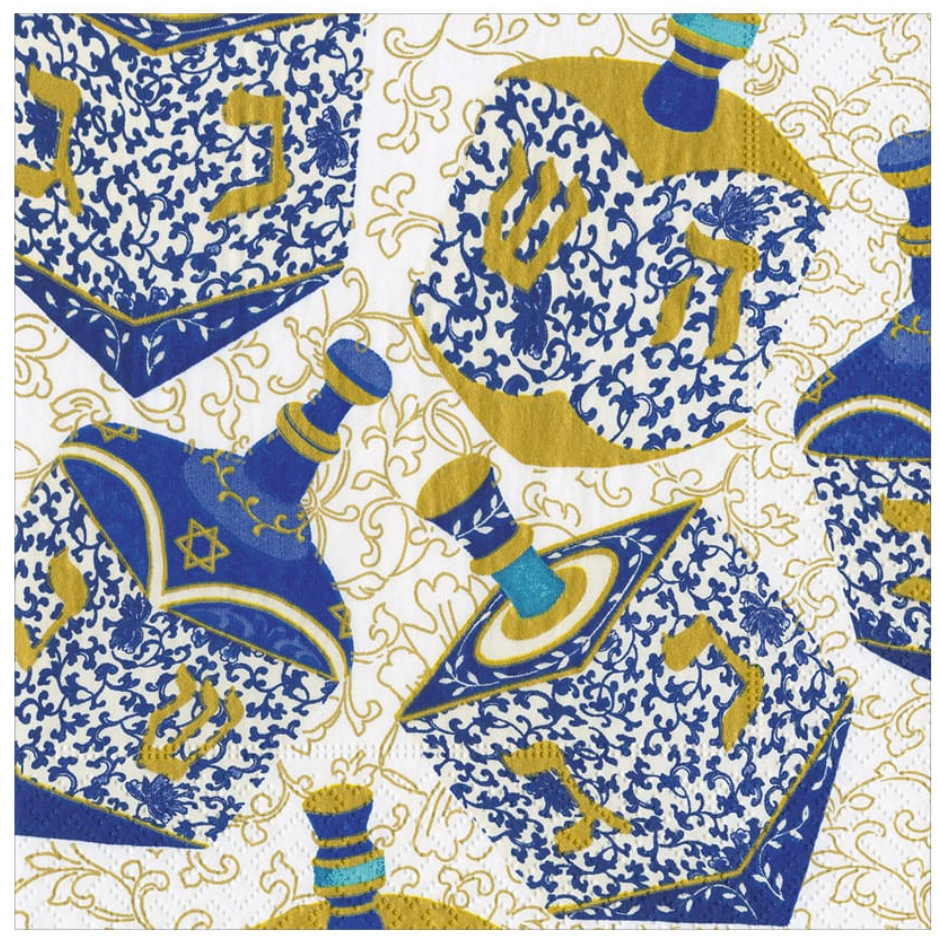 Caspari Patterned Dreidels Luncheon Napkins - 20pk