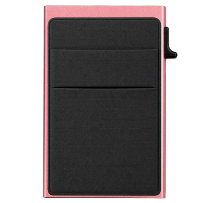 Garzini RFID-Protected MagSafe Metal 6 Card Holder With Removable Pocket – Pink