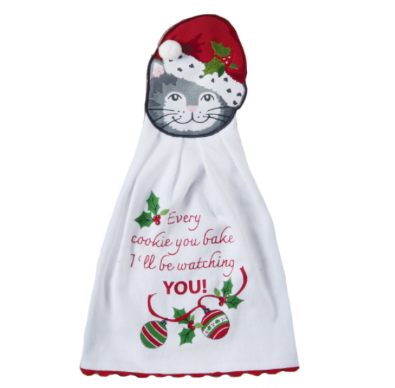 Kay Dee Designs Meowy Cat Hang Up Christmas Towel – 10" x 20"