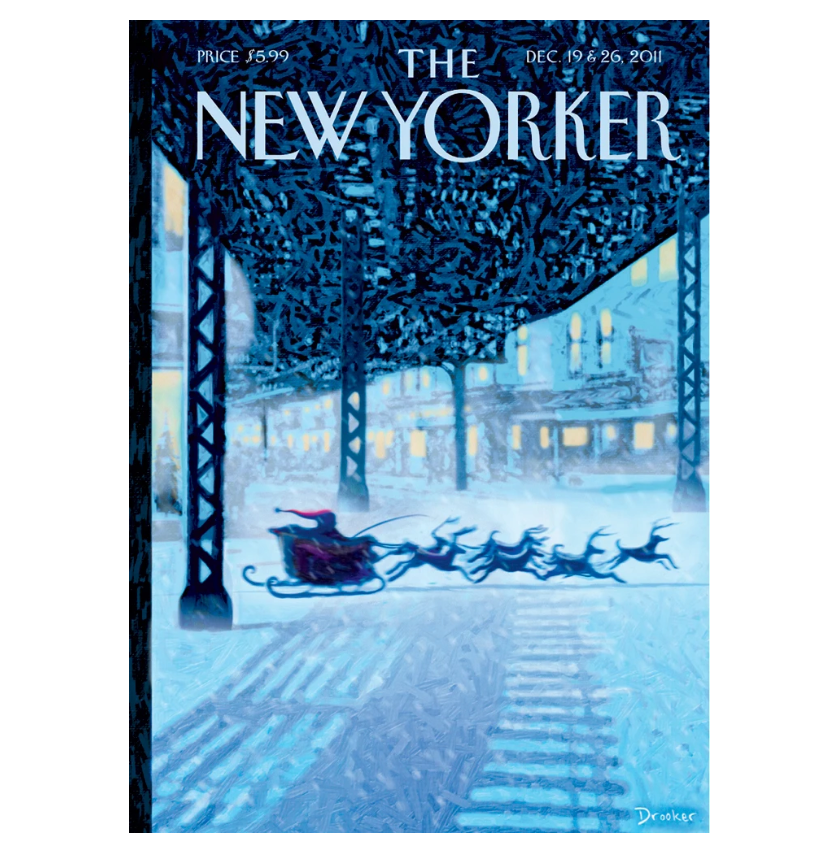 New Yorker Christmas Cover Note Card – Under The Tracks