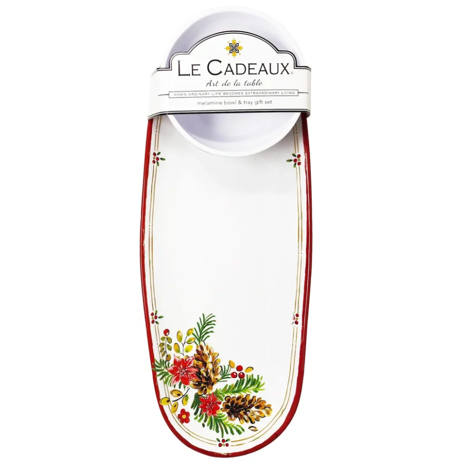 Le Cadeaux Christmas Bowl & Tray Set – 15" x 6" – Noelle