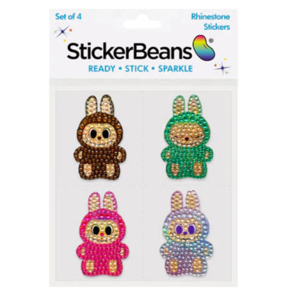 StickerBeans "Monster" Sparkle Stickers – 2" – 4 Pack