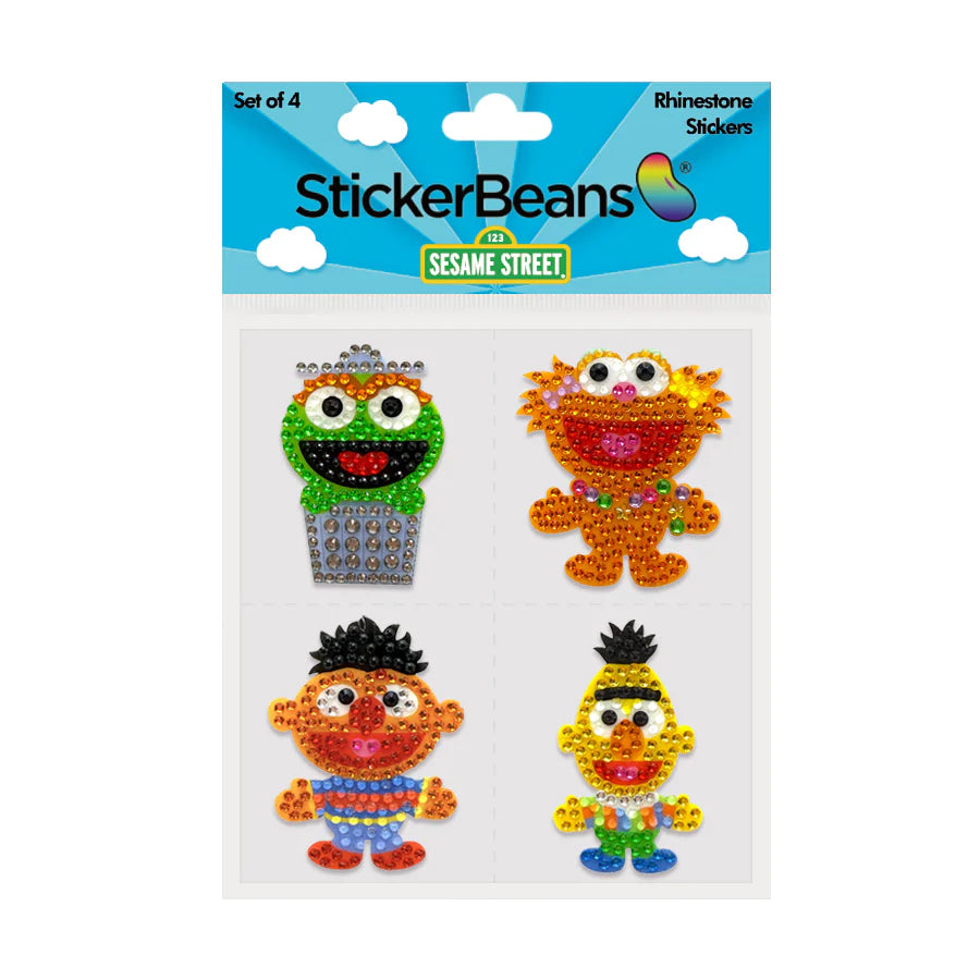 StickerBeans Sesame Street Pals Collection Sparkle Sticker – 2" – Set of 4
