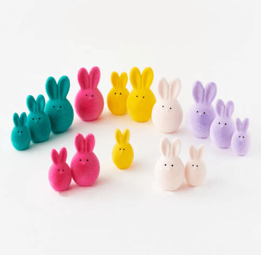 Flocked Bunny Egg – Assorted Colors – Comes in 3 Sizes – Sold Individually