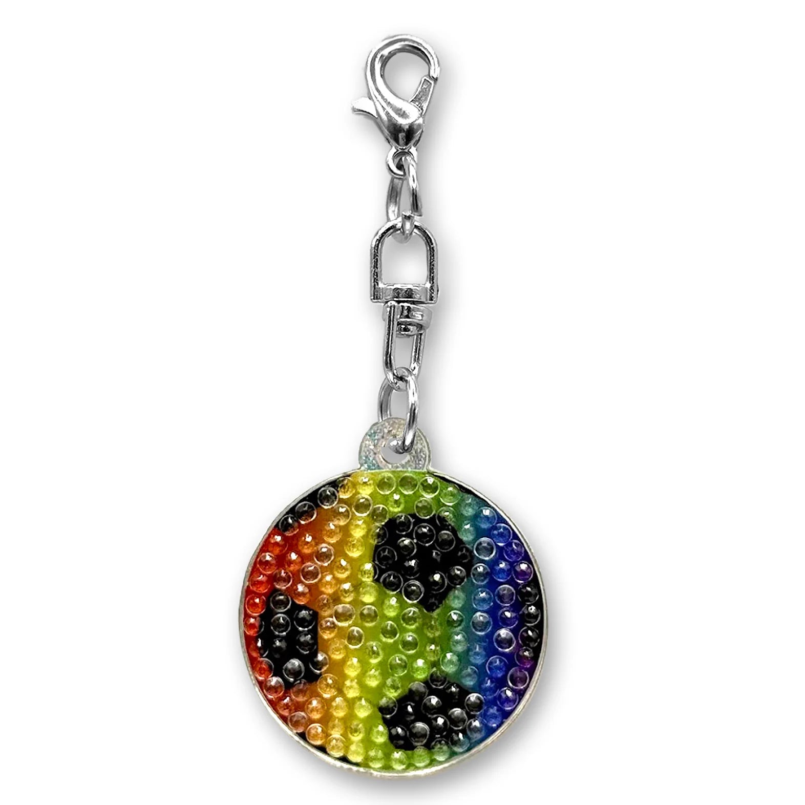 StickerBeans Clip on Sparkling Rhinestone Charms – Rainbow Soccer