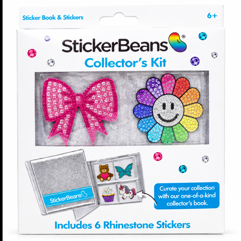 StickerBeans Mini Collector's Kit – Book & 6 Rhinestone Stickers – Holds 48