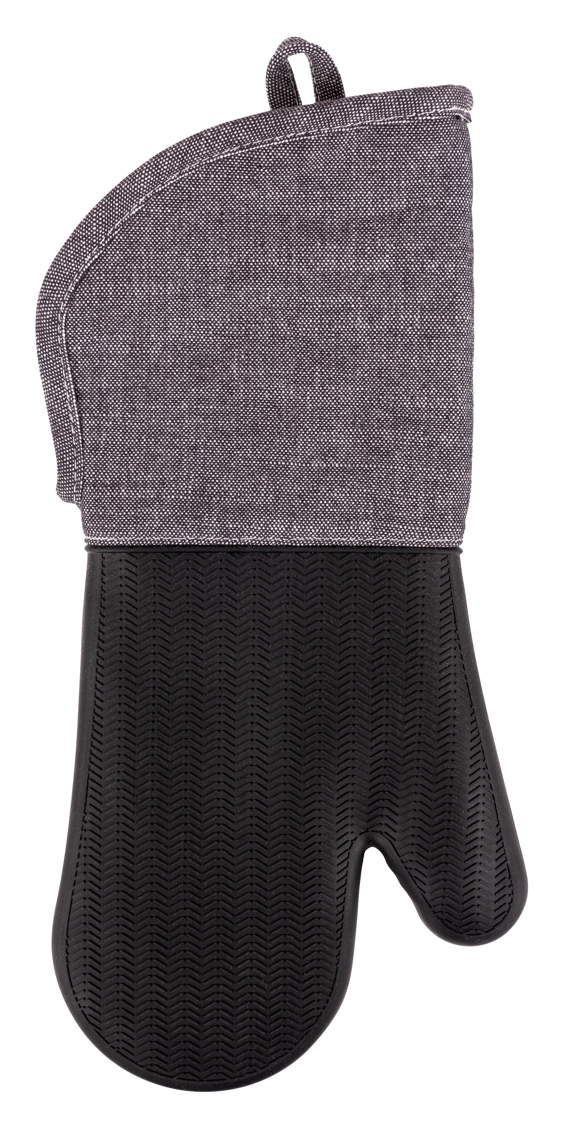 Strada Chambray Sleeve Silicone Oven Mitt – 15" – Black