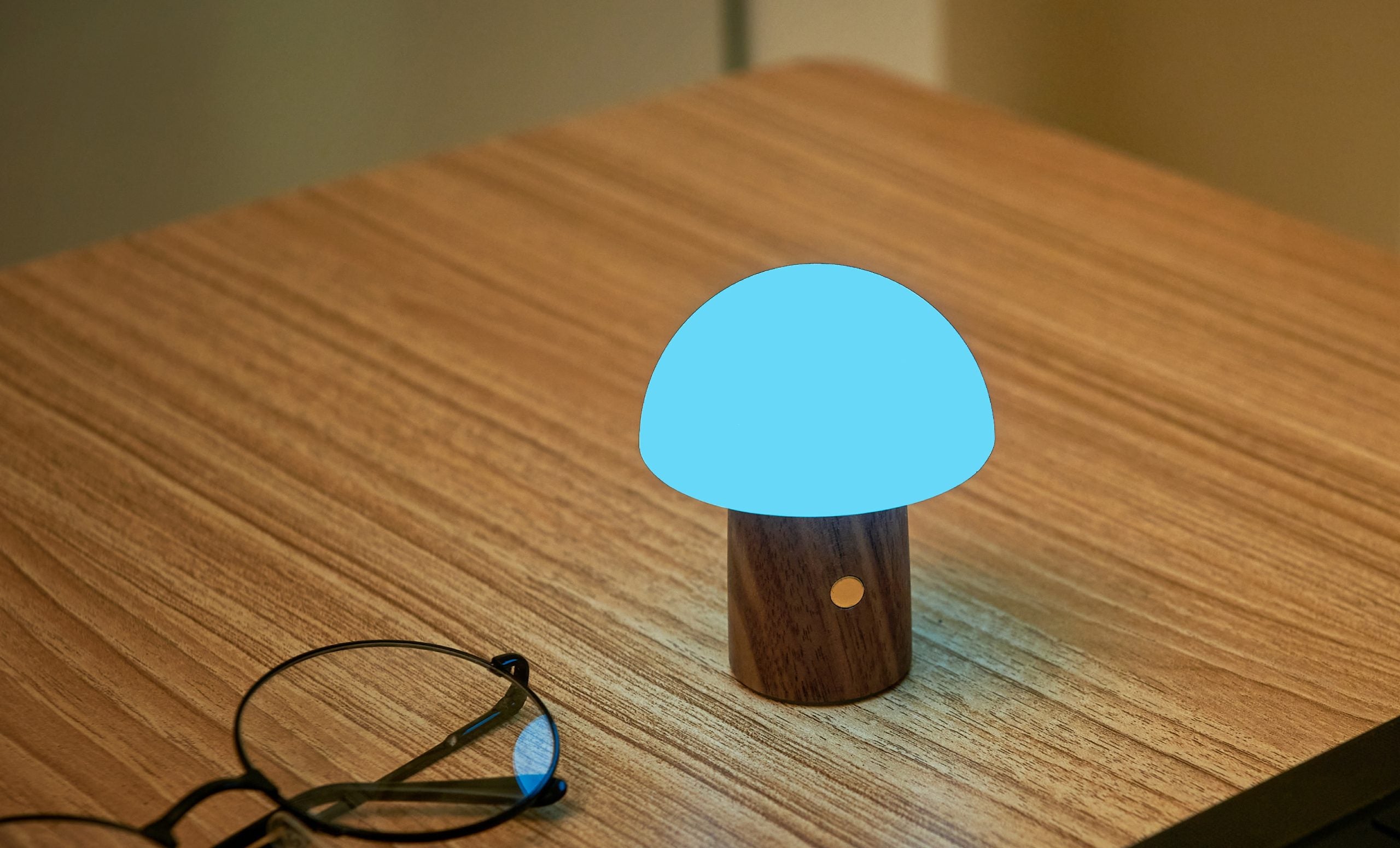 Ginko Mini Alice Mushroom Lamp –  Walnut Finish – 2.5" x 3"