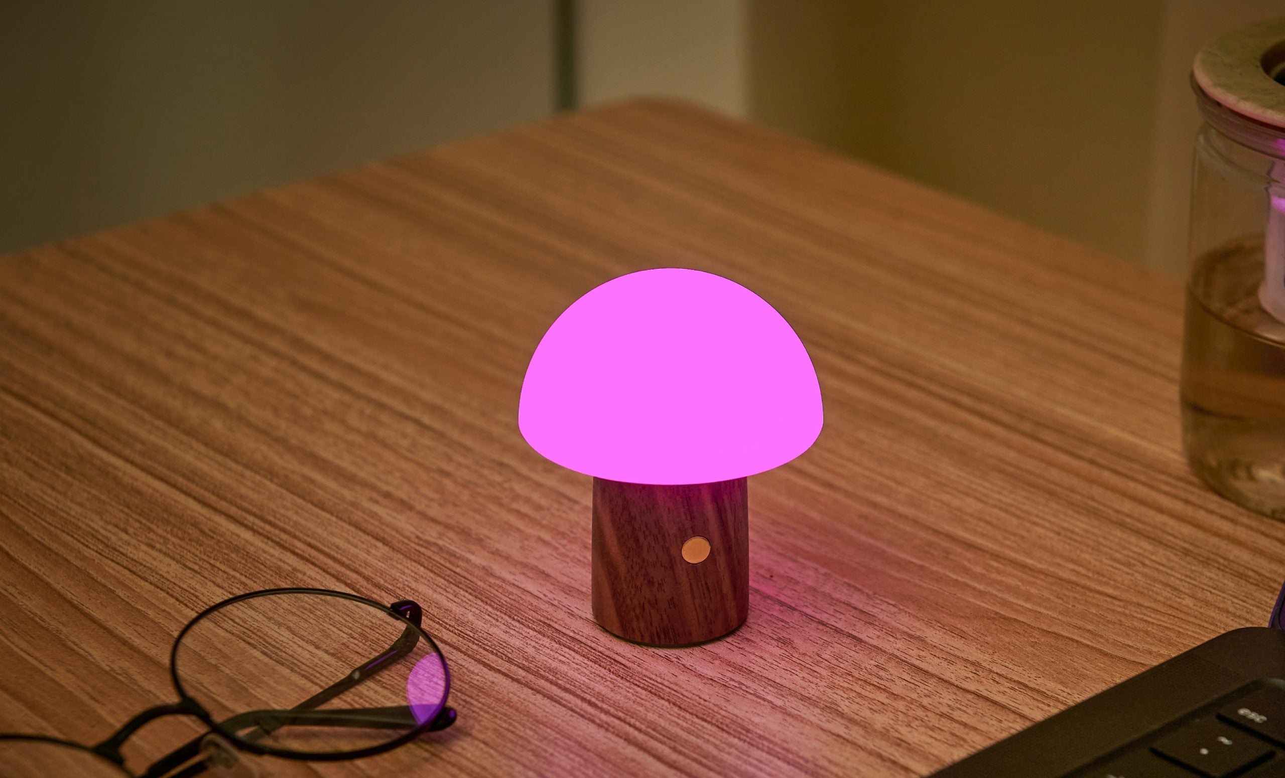 Ginko Mini Alice Mushroom Lamp –  Walnut Finish – 2.5" x 3"