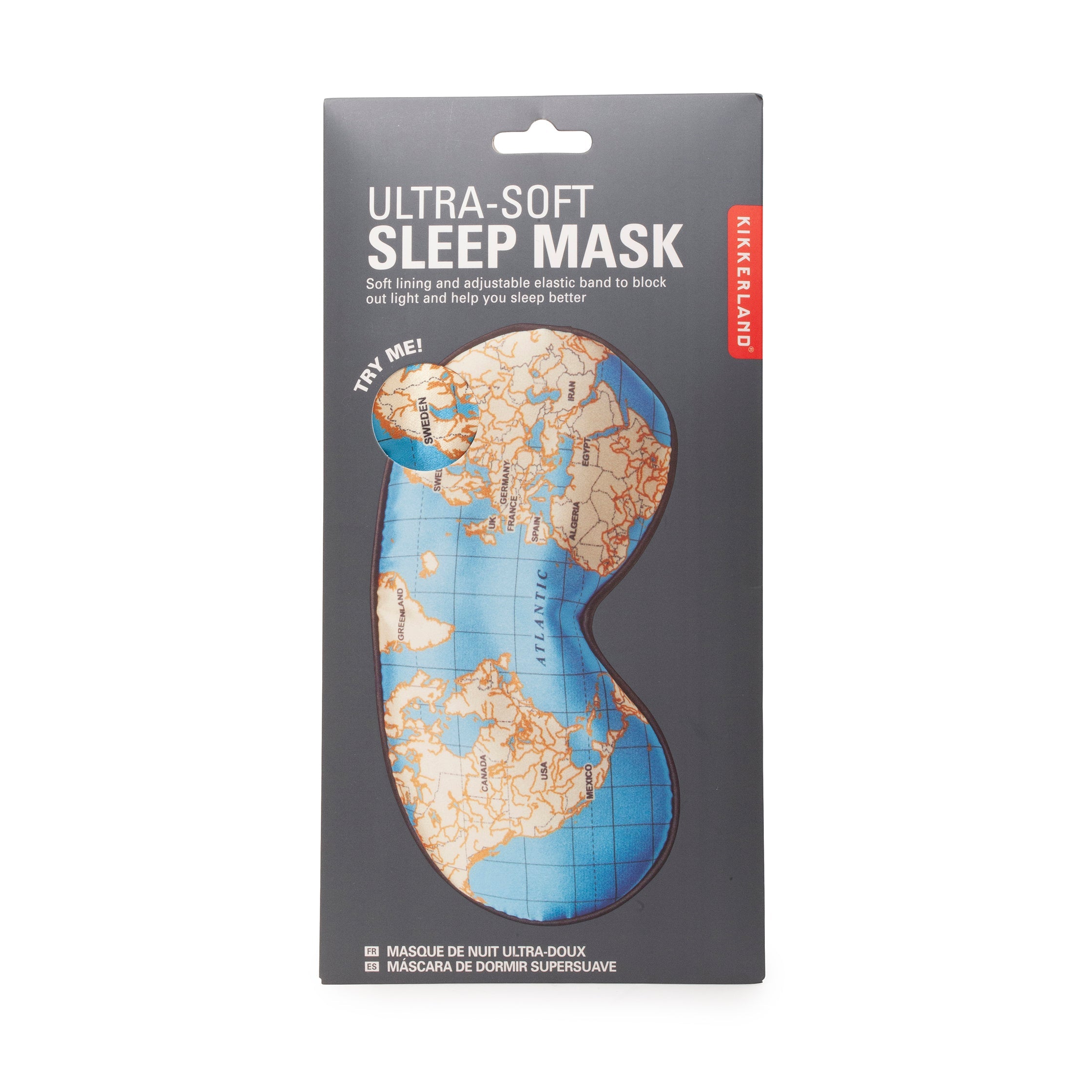 Kikkerland Ultra Soft Sleep Mask –  Maps