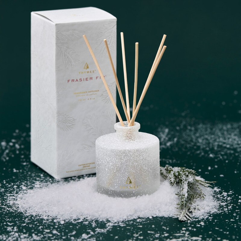 Thymes Frasier Fir Petite Reed Diffuser - Flocked Collection - 4oz