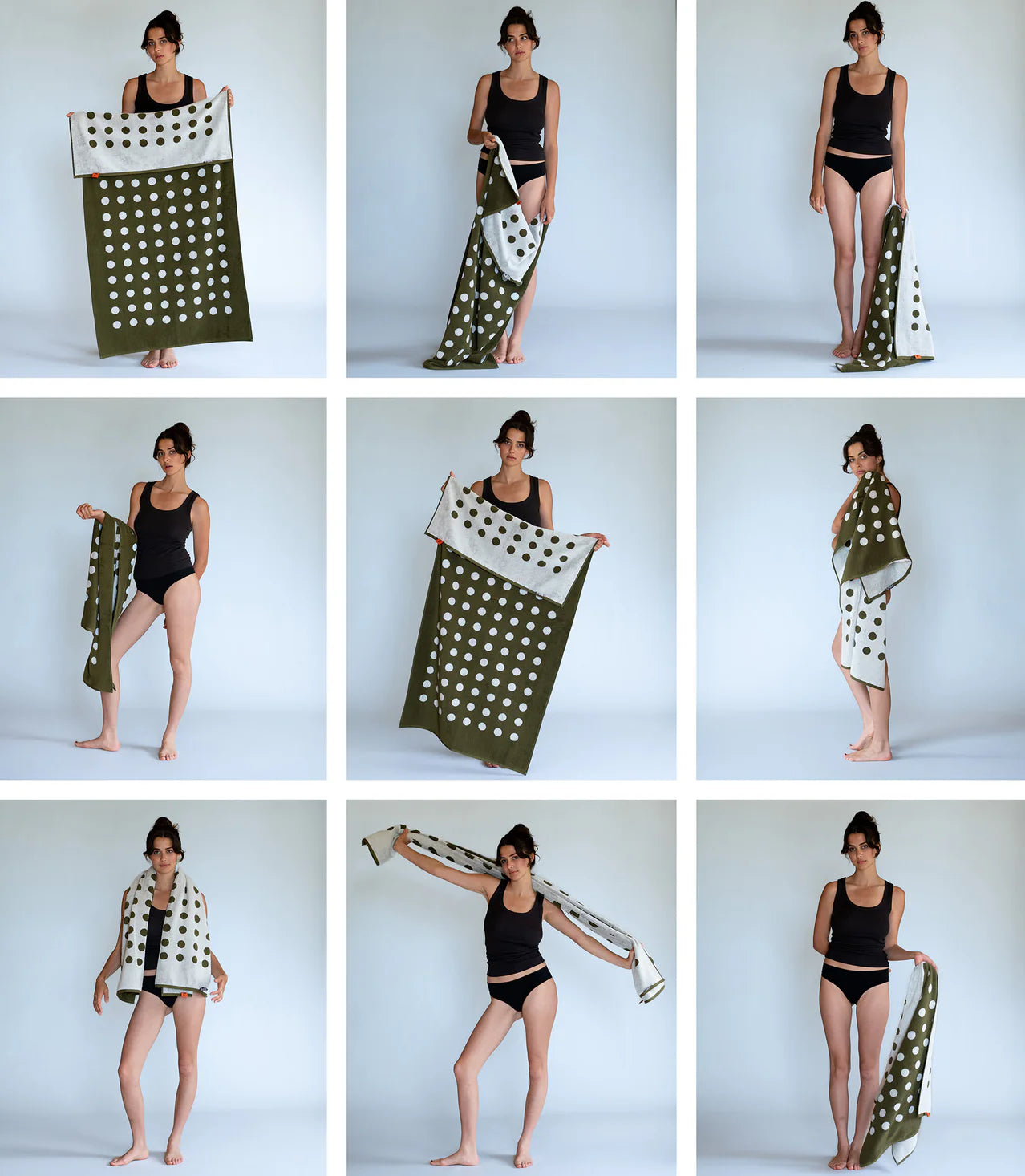Typical Goods 波点弹力毛巾 – 苔藓绿 | 陶瓷粘土 – 30" x 60"