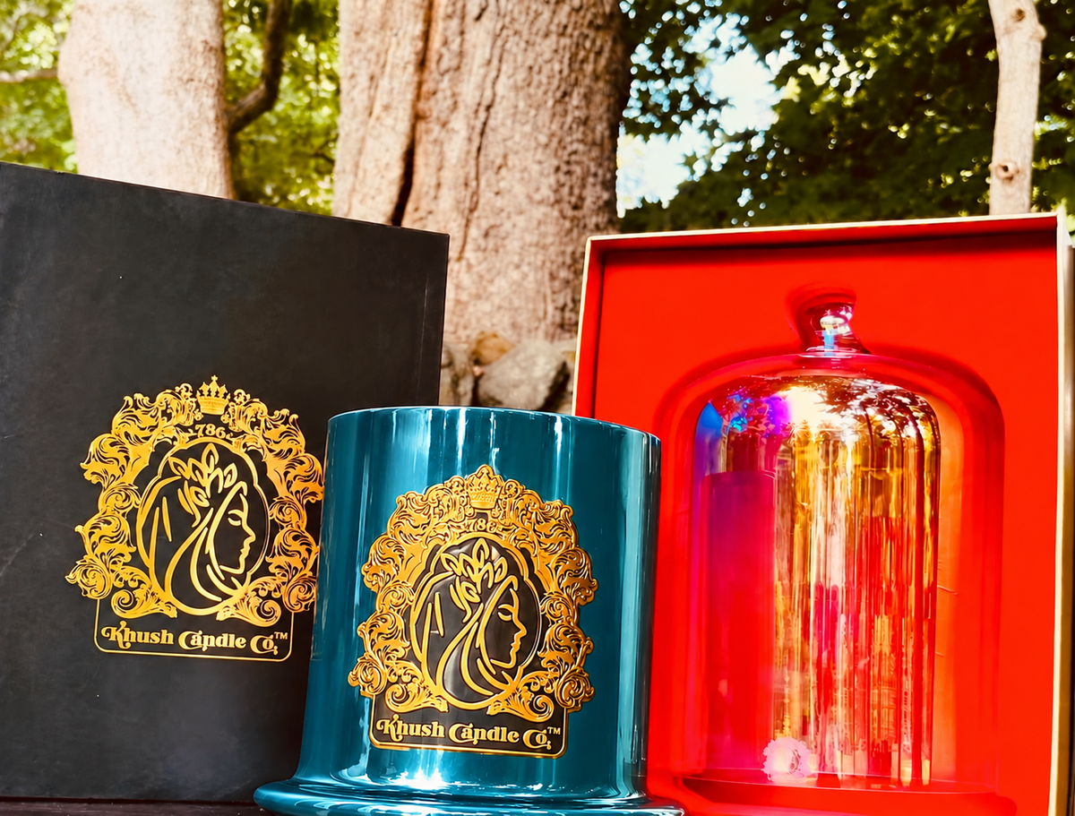Khush Candle La Ramla Collection –  3 Wick Aqua Lacquer Candle – 35 oz