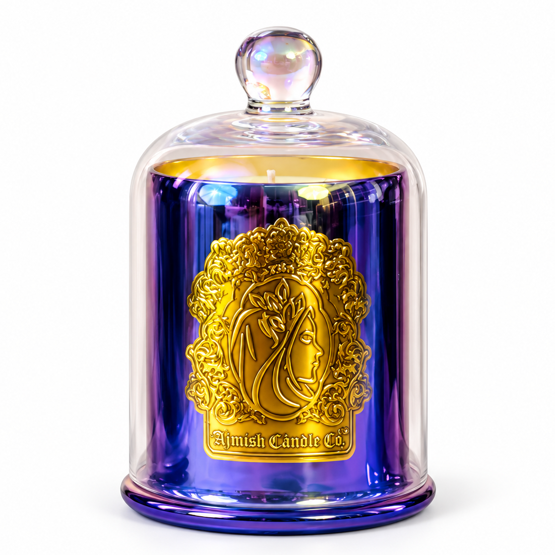 Khush Candle La Evelyn Collection – 3 Wick – Glass Purple Lacquer Candle – 35 oz