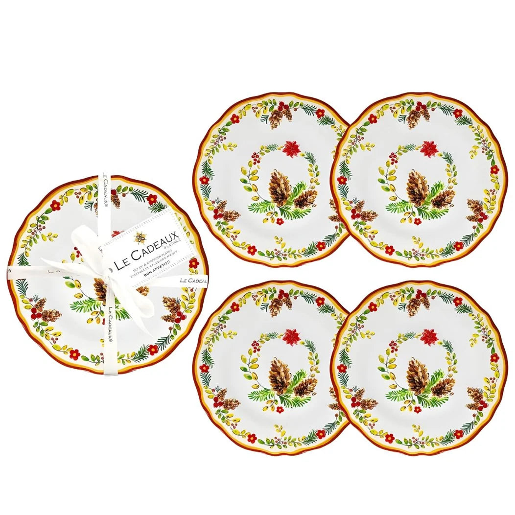 Le Cadeaux Melamine Christmas Appetizer Plate Set – Noelle – 6.5" – Set of 4