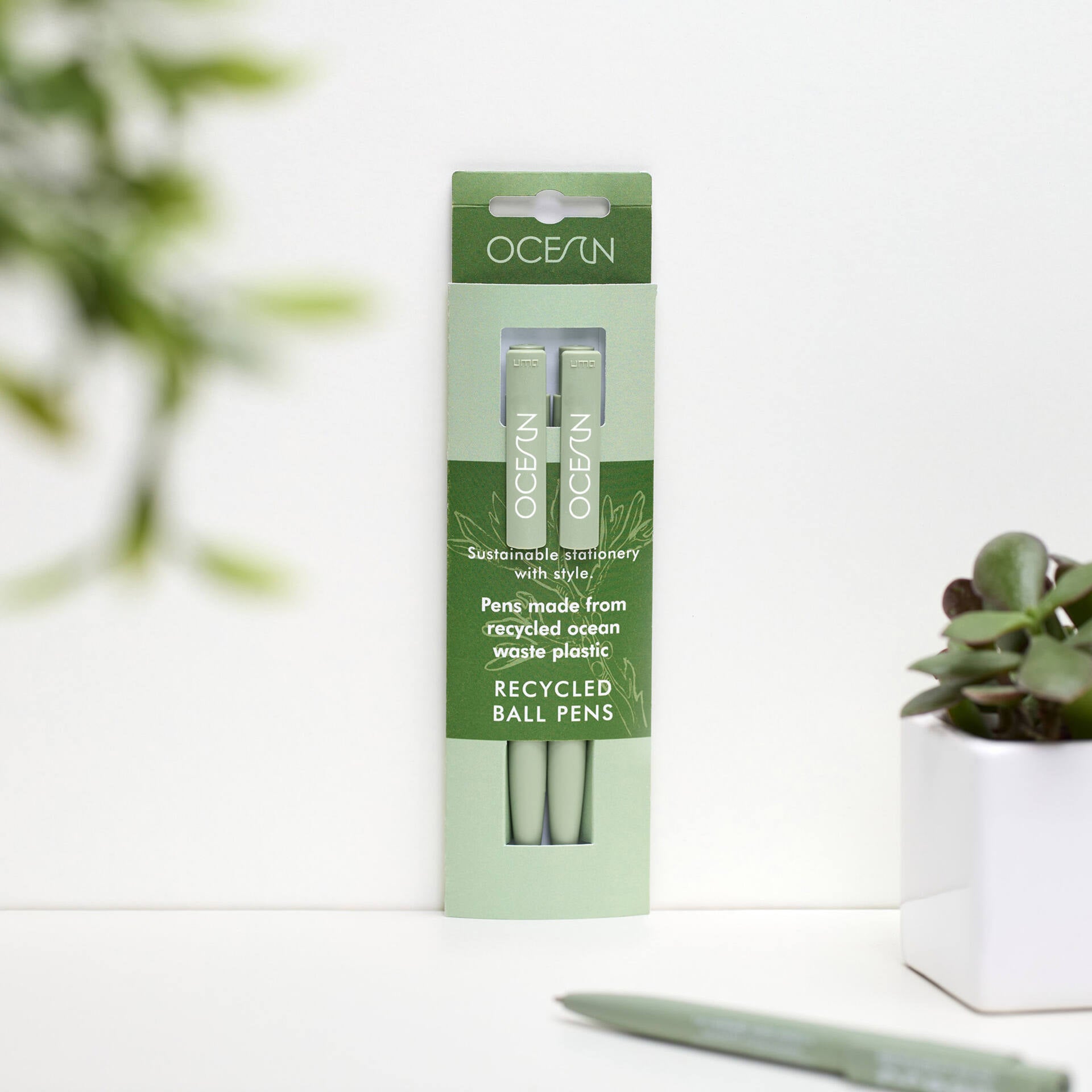 Recycled Ocean Waste Pens – Algae Green – 2 Pack
