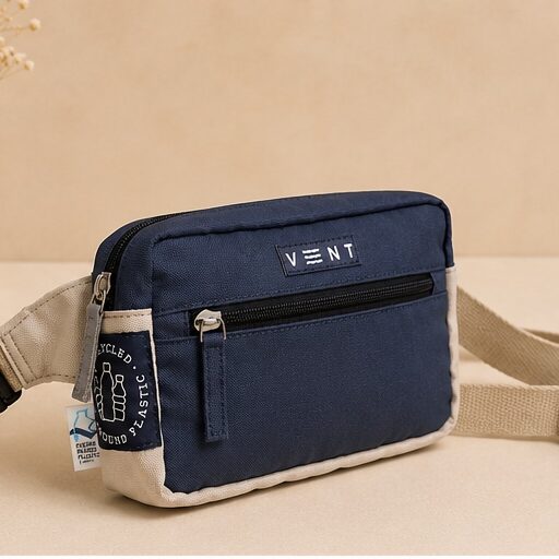 Vent For Change Ocean Recycled Sling Bag – 8" x 5" – Navy Blue
