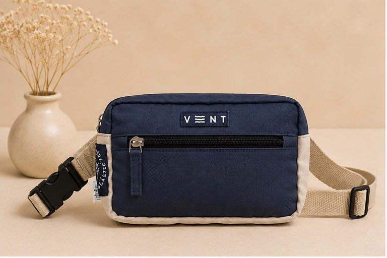 Vent For Change Ocean Recycled Sling Bag – 8" x 5" – Navy Blue