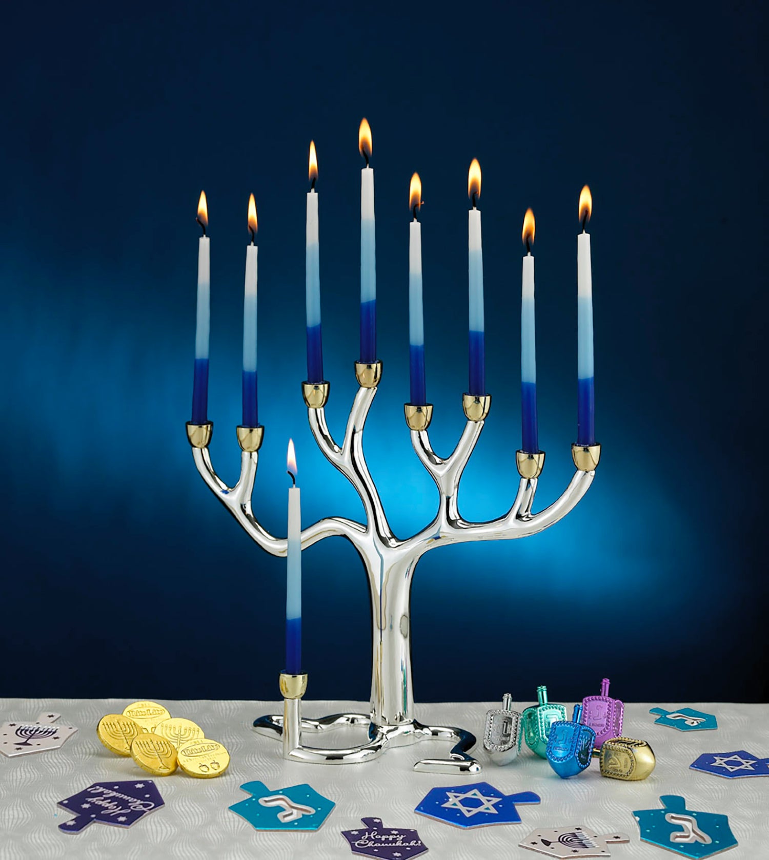 Premium Hanukkah Candles – Blue, Light Blue & White – 45 Candles