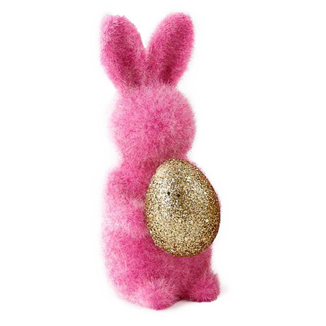 Flocked Bunny With Golden Egg – 6" – Assorted Colors – Each Sold Separately