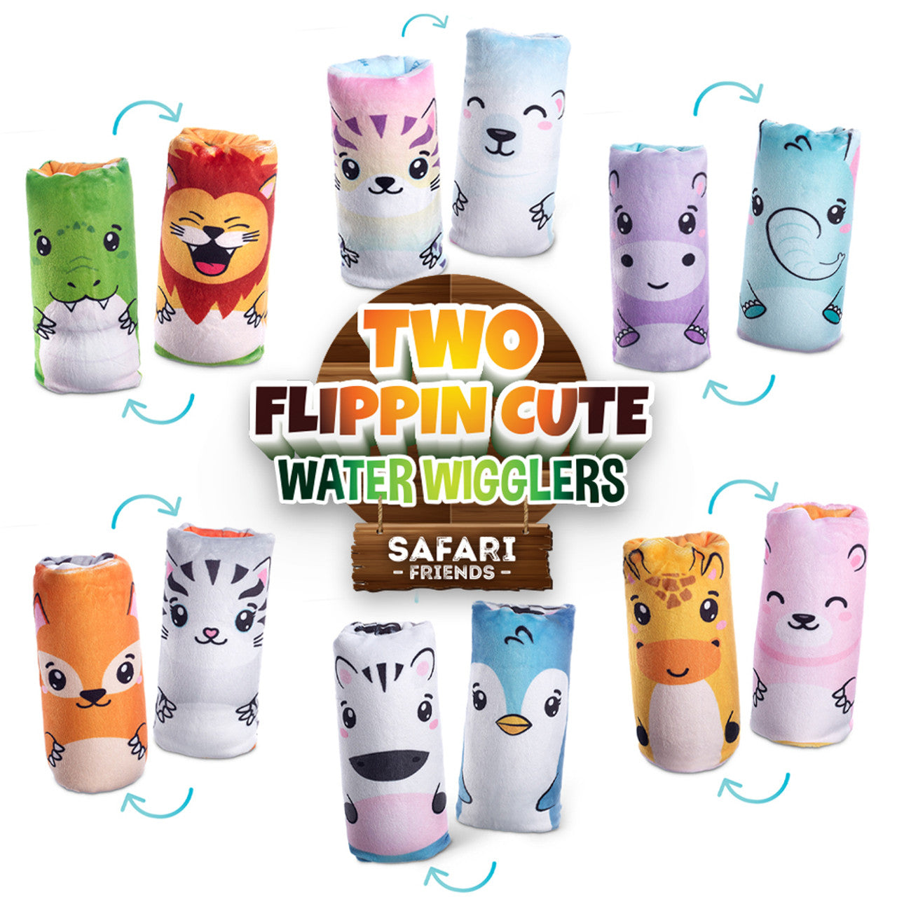 Two Flippin Cute Plush Water Wiggler – Safari – Assorted – Sold Individually