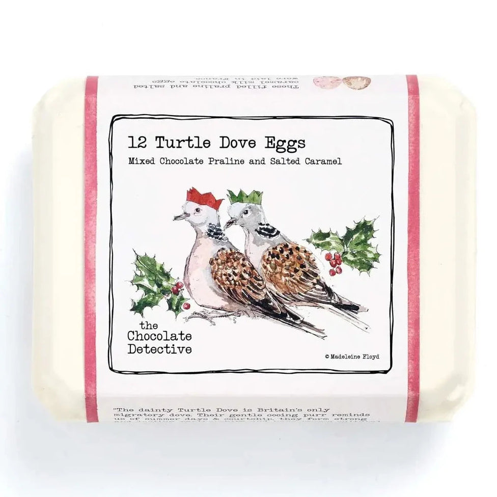The Chocolate Detective – Praline and Caramel Eggs – Set of 6 – Christmas Turtle Dove