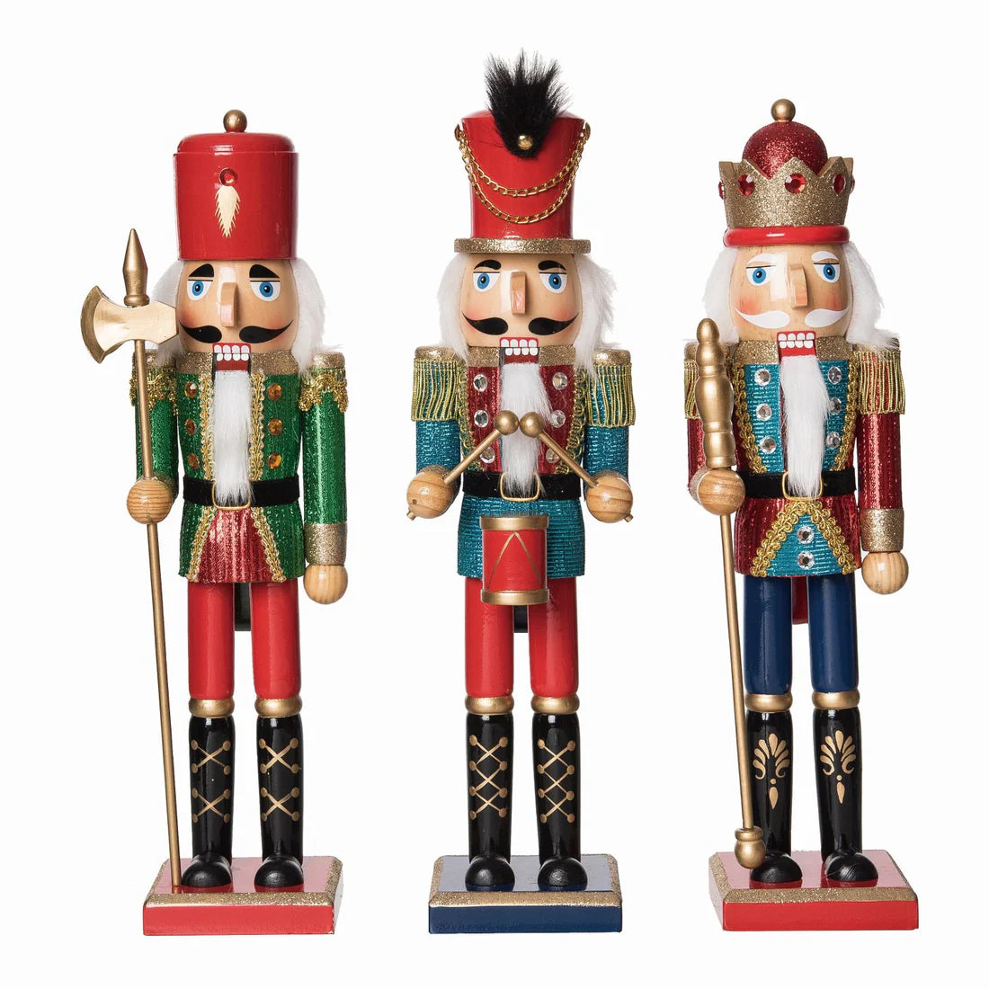 Natural Wood Glitz & Glam Nutcracker Figurines – Assorted – Sold Individually