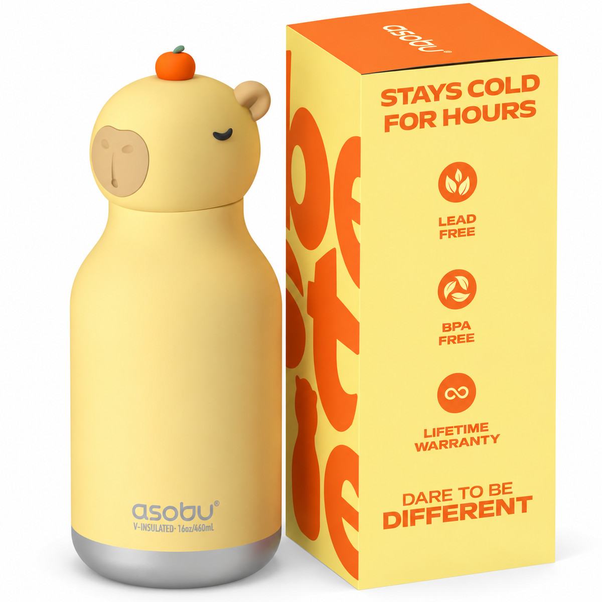 ASOBU Bestie Water Bottle – Capybara – 16oz – 3" X 8