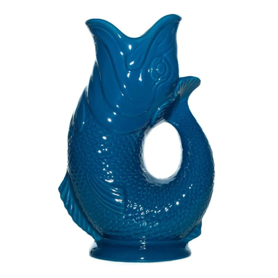 Gluggle Jug Fish Pitcher XL – Petrol Blue – 11" x 7"